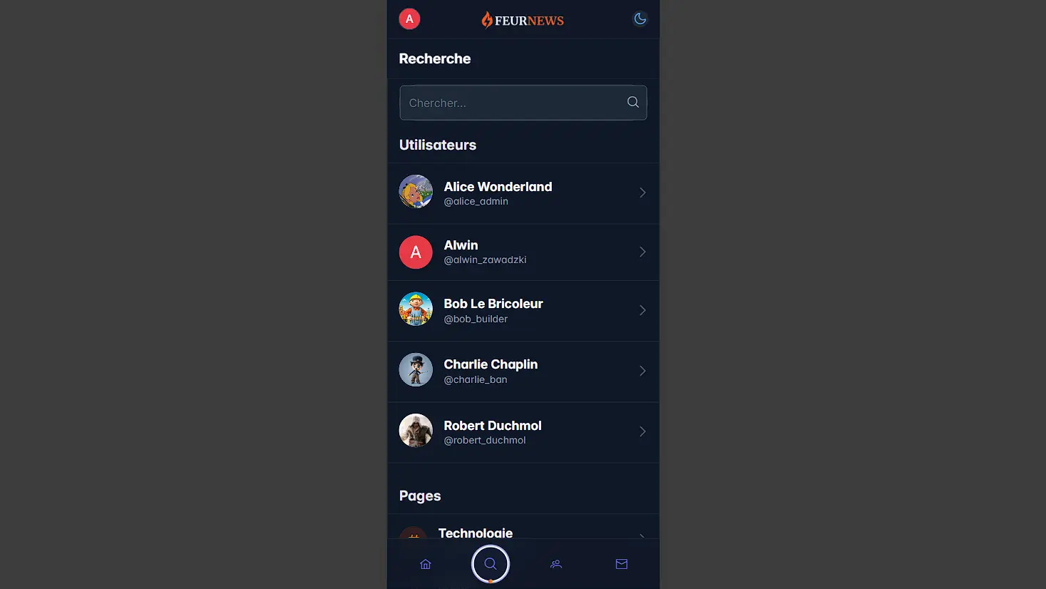 FeurNews Mobile Search Page