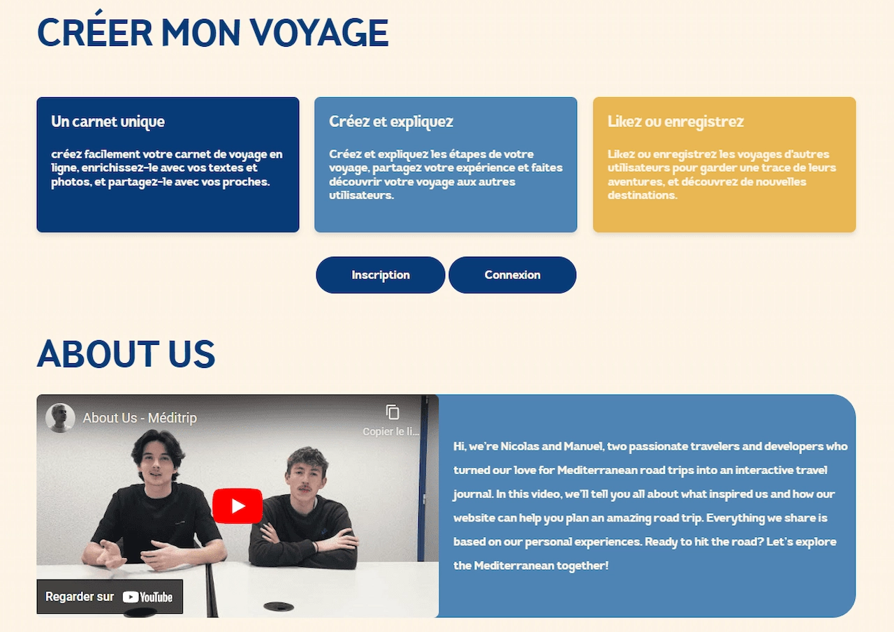 Méditrip Creation Page